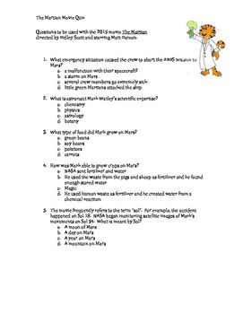 Martian Movie Worksheet Answers Explained