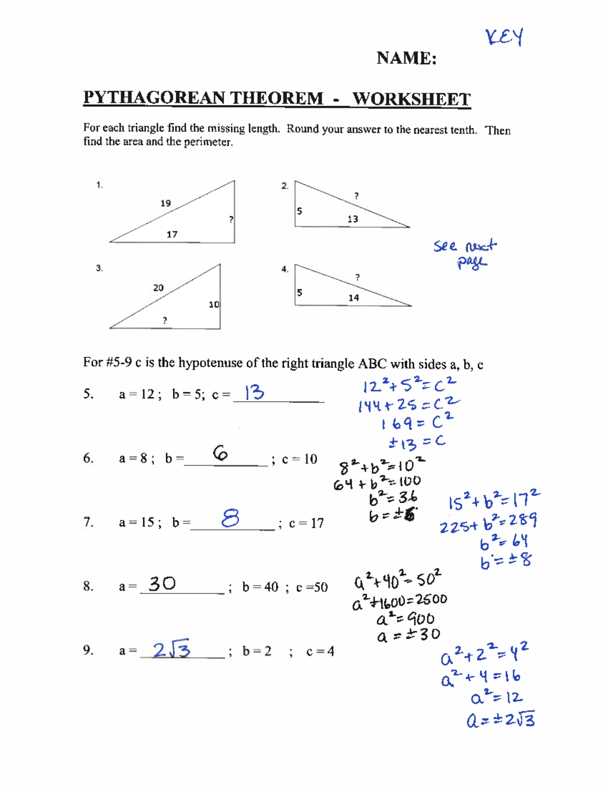 Pythagorean Theorem Worksheet for Math Success