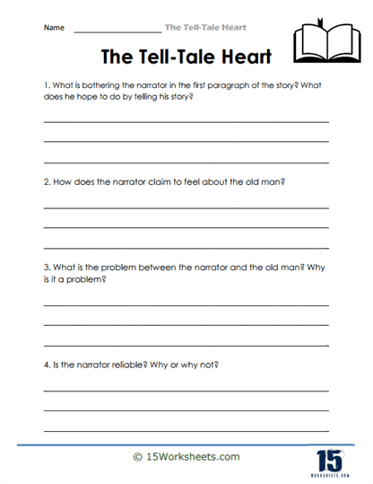 Tell Tale Heart Worksheets for Literature Students