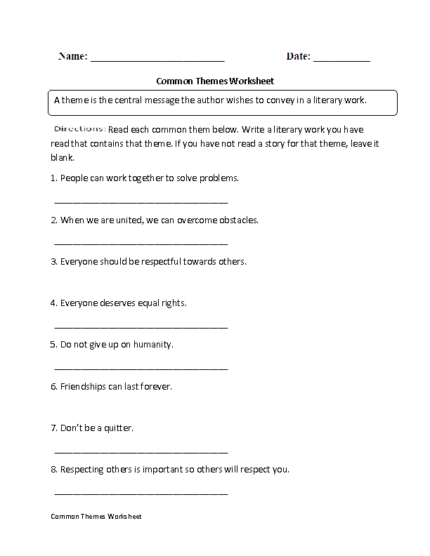 5 Ways to Master Theme Worksheet 4 Answer Key