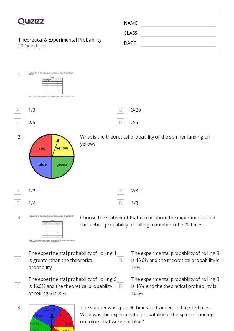 Mastering Probability Concepts: Theoretical and Experimental Worksheet