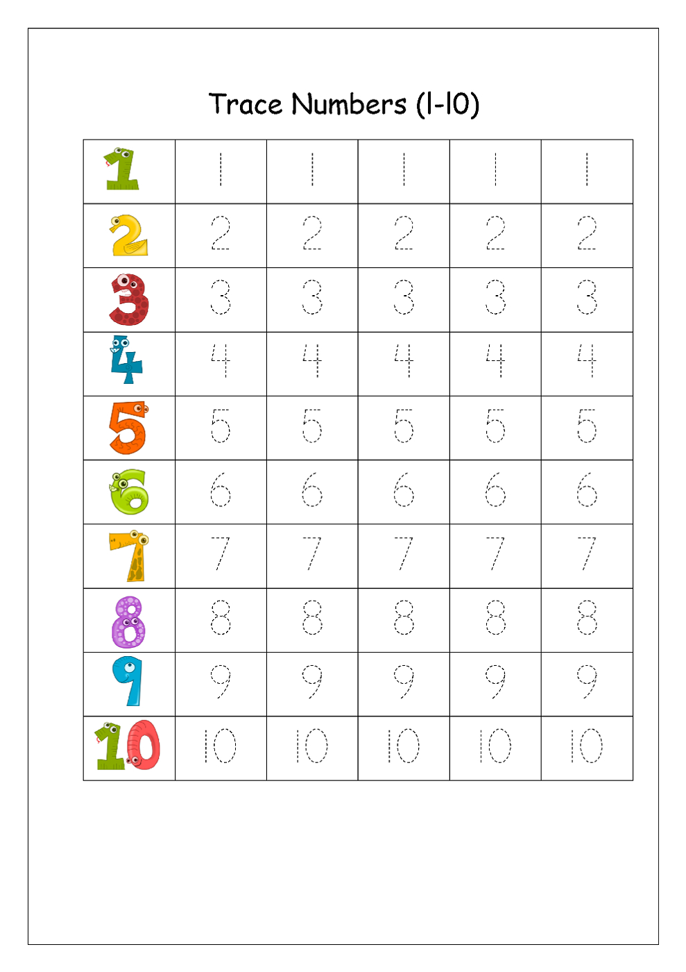 This Is A Numbers Tracing Worksheet For Preschoolers Or Printable