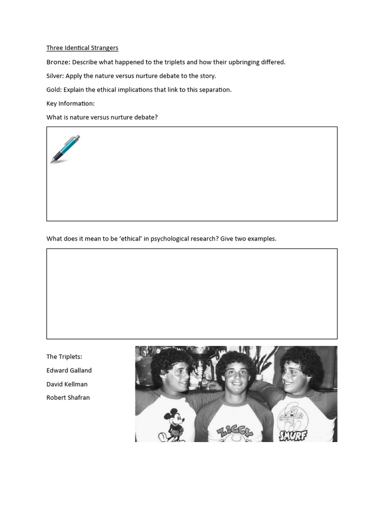 Three Identical Strangers Worksheet Answer Key Revealed