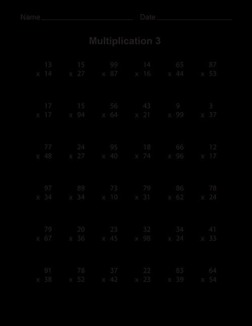 Time Table Multiplication Worksheets for Kids