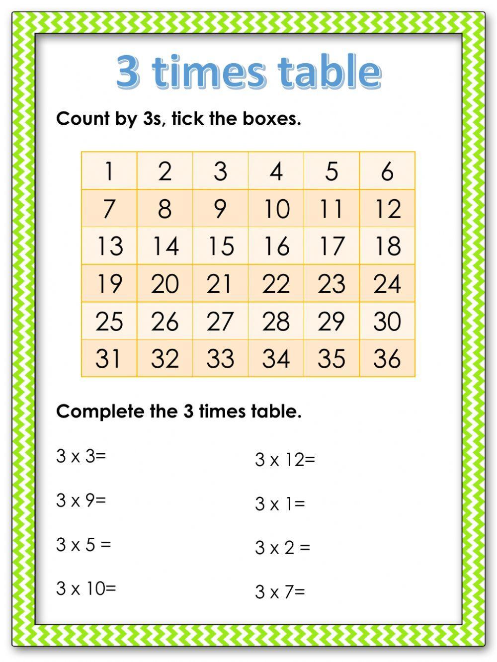 Time Table Worksheet for Kids and Students