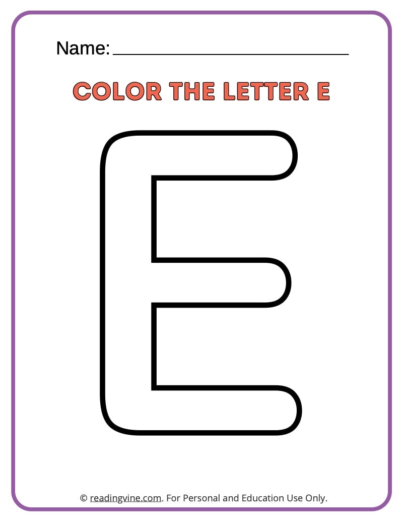 Topic Letter E And E Worksheets English Preschool Wwf