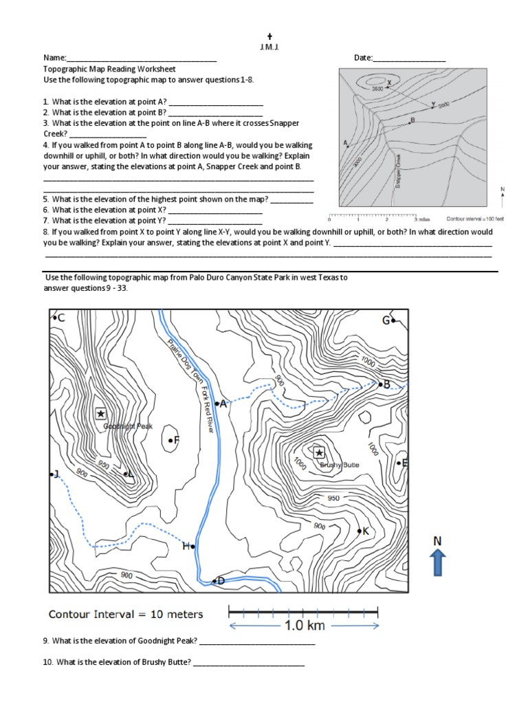 Topographic Map Worksheet Answer Key Guide