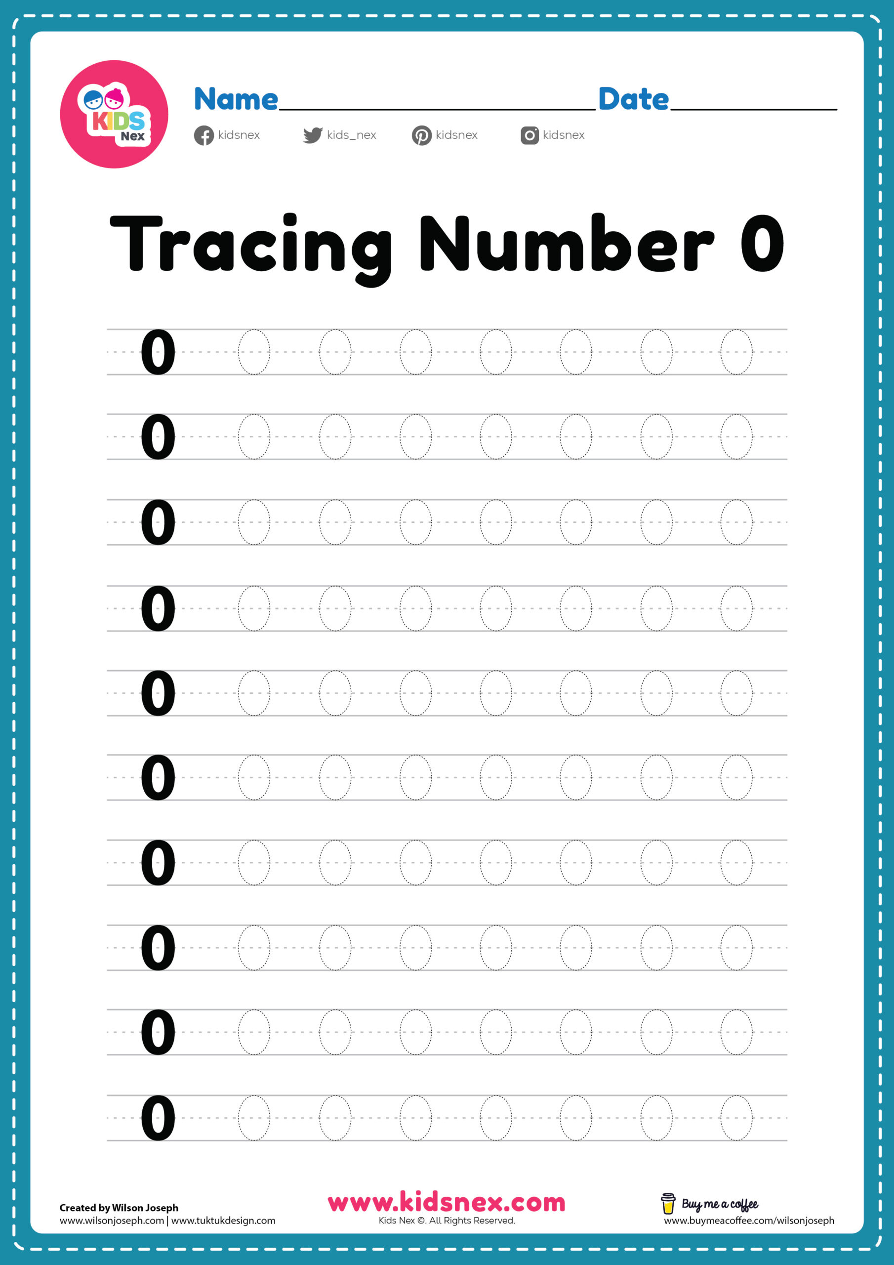 Trace Numbers Worksheet for Preschool and Kindergarten