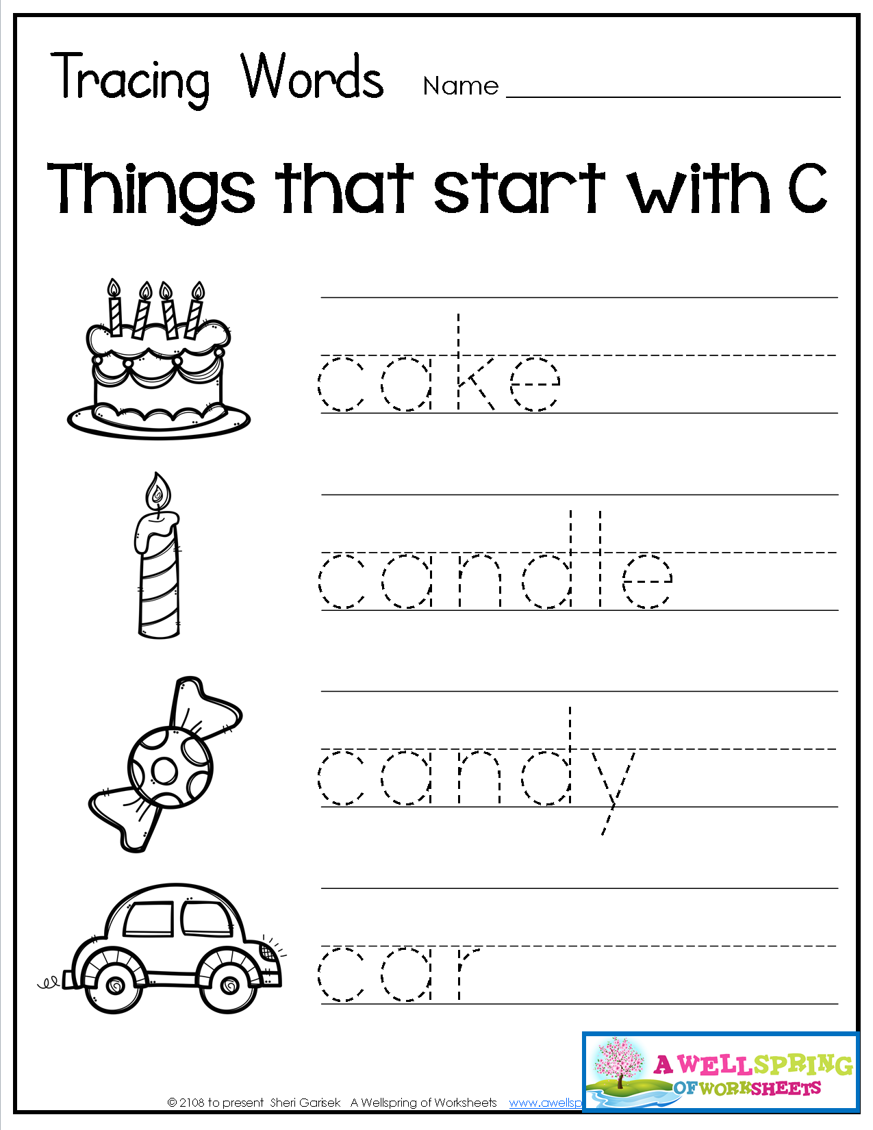 Tracing Words Worksheet for Preschool and Kindergarten