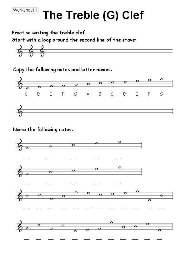 Mastering Music with Treble Clef Worksheets