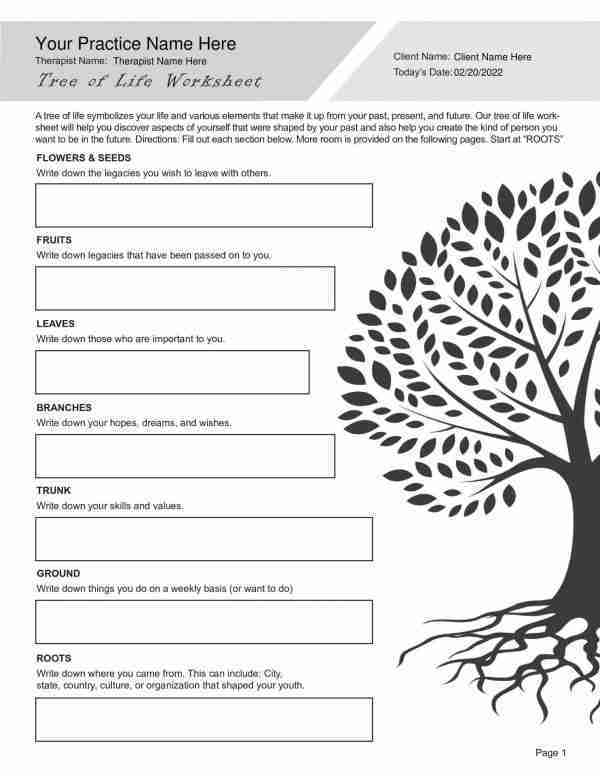 Tree Of Life Worksheet Free