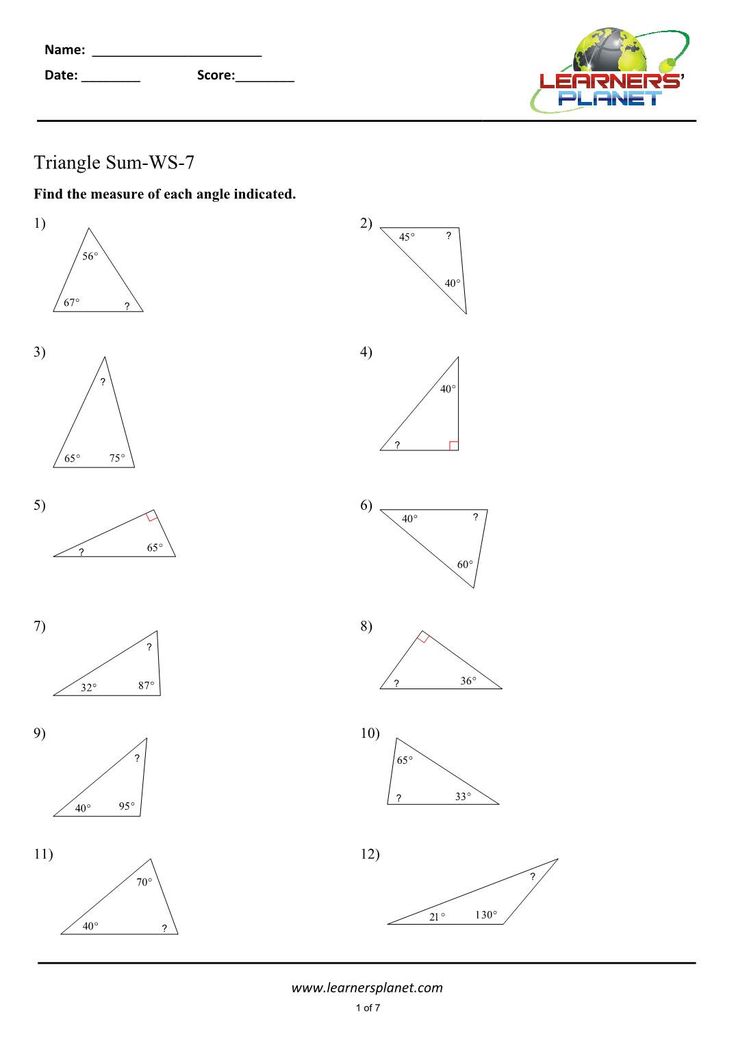 Triangle Angle Sum Worksheet Pdf