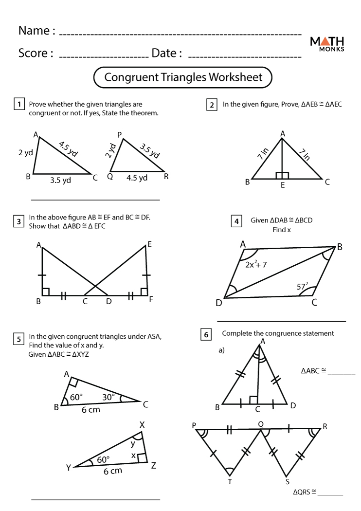 Triangle Congruence Worksheet Pdf