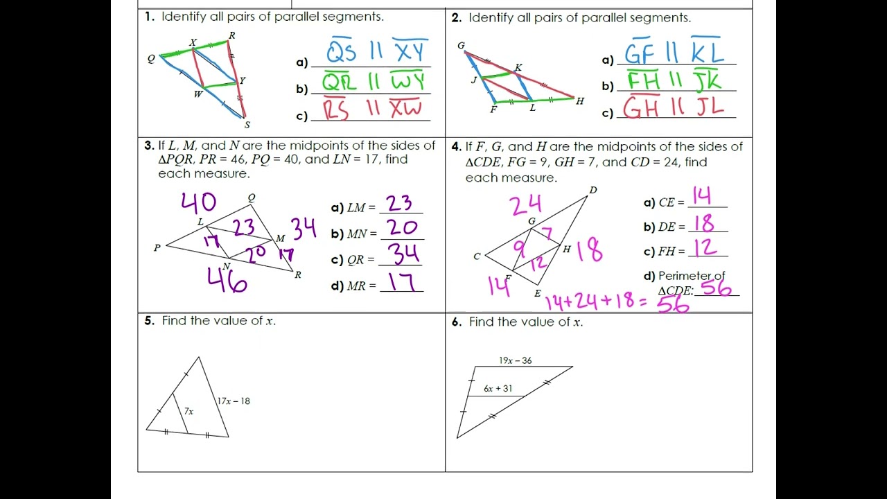 Triangle Midsegment Theorem Worksheet Fun