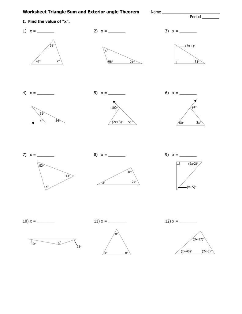 Triangle Sum Theorem Worksheet Practice