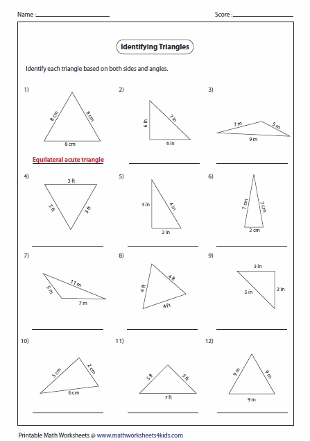 Triangles Worksheets