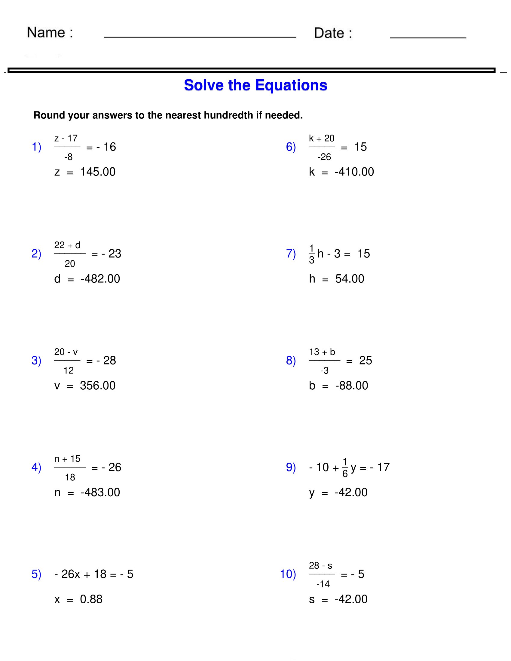 Solving Two-Step Equations with Integers Made Easy