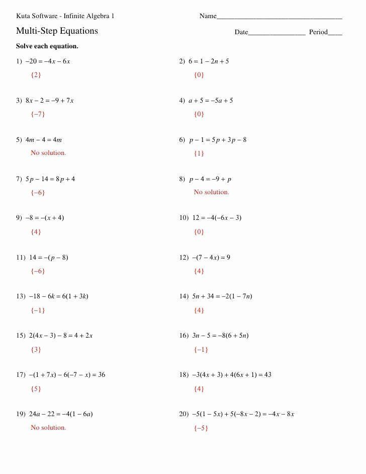 Two Step Equations Worksheet Answer Key