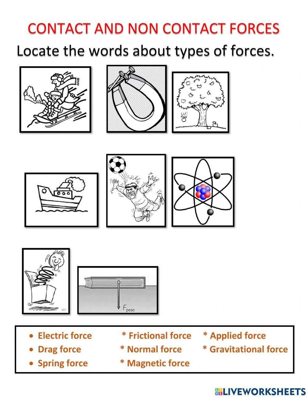 5 Types of Forces Worksheet Activities