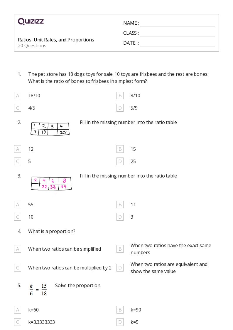 Unit Rate Worksheet 6Th Grade