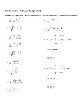 University Math Calculus How To Compute Limits Algebraically R Homeworkhelp