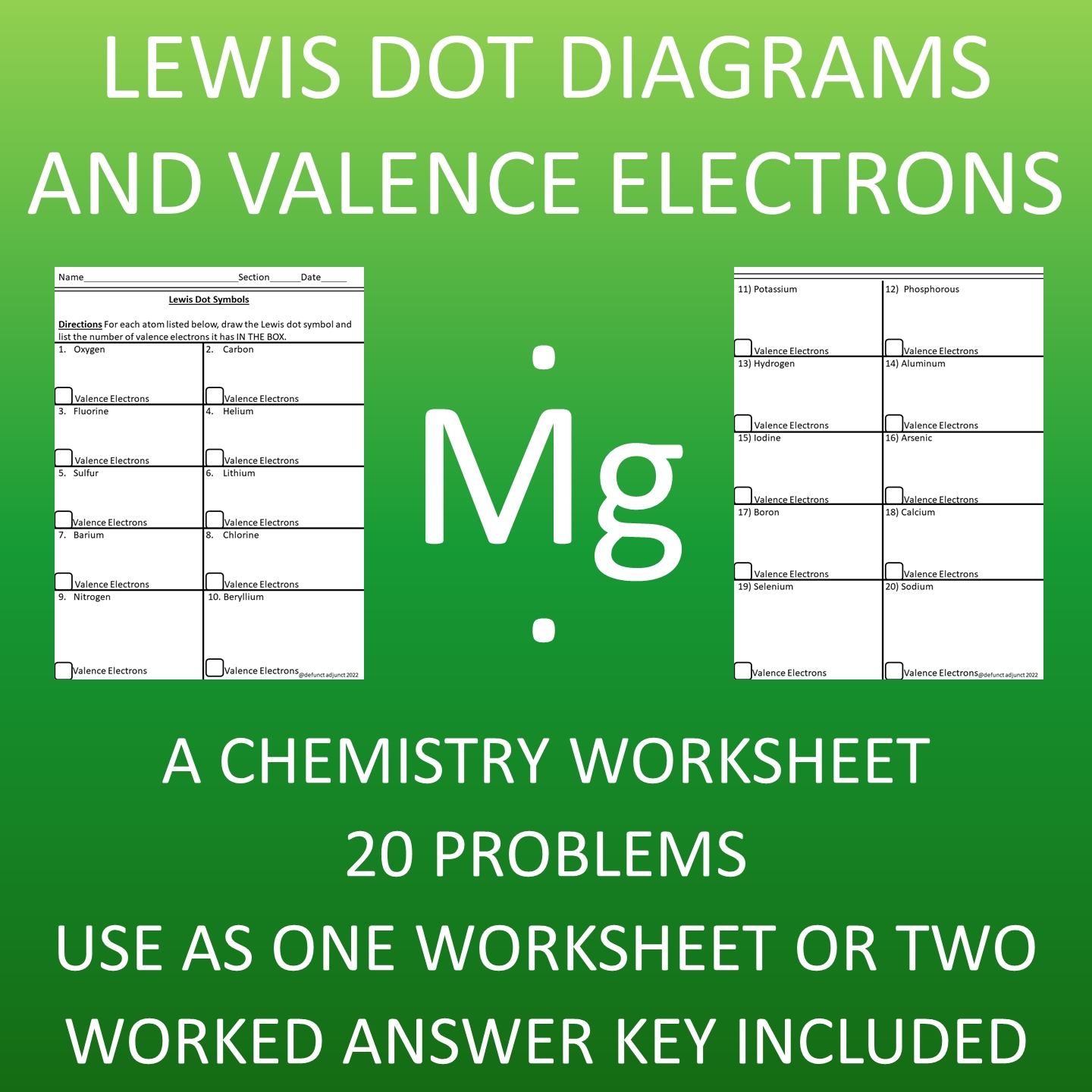 Valence Electrons Worksheet with Answers for Chemistry Students