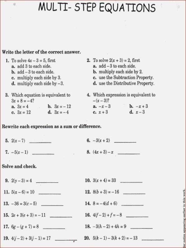 Variables On Both Sides Equations Worksheet