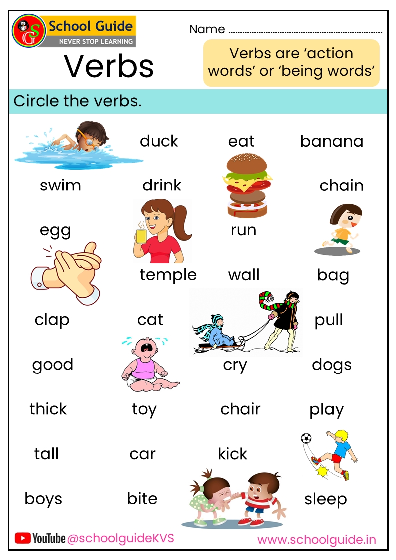 5 Fun Verb Worksheets for Kindergarten