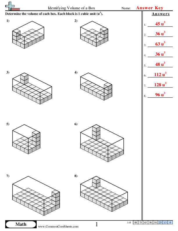 Volume Cube Worksheet