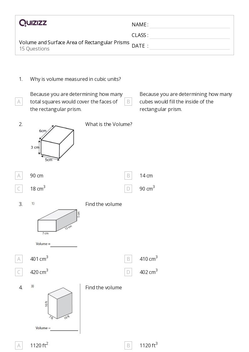 Volume of Prisms Worksheet: Practice Made Easy