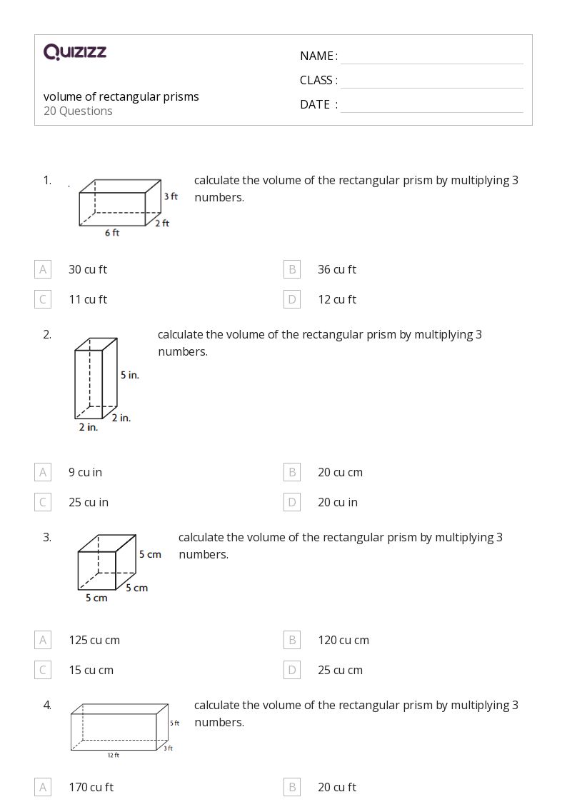 Rectangular Prism Volume Worksheet for Math Success