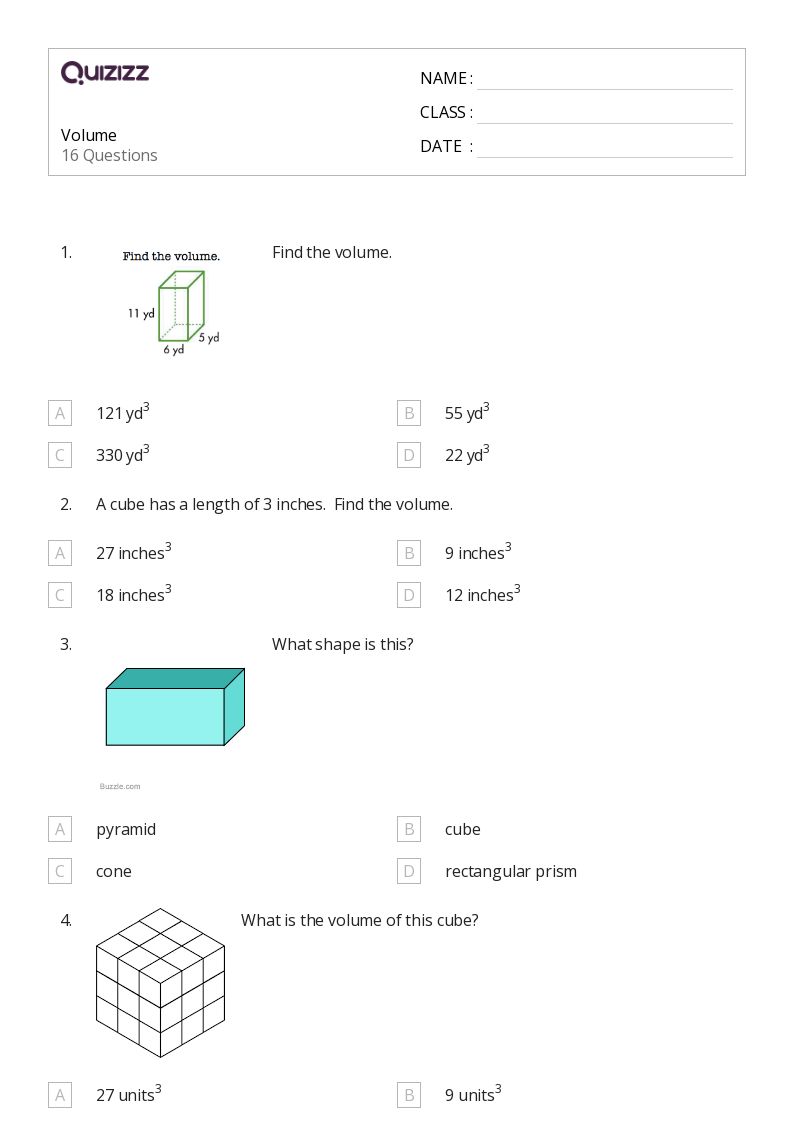 Volume Worksheets Grade 6 Pdf