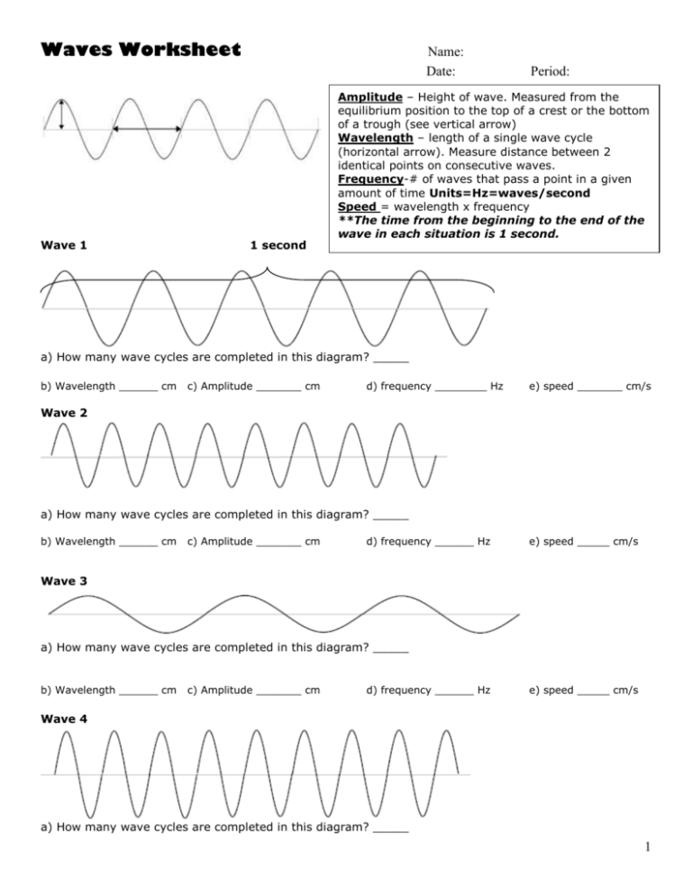 Wave Worksheet Answer Key Pdf