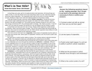 What S In Your Cells 5Th Grade Reading Comprehension Worksheet