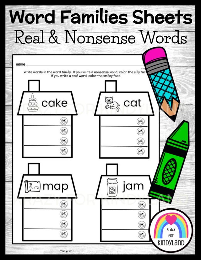 Word Family Worksheets Real Nonsense Words Activity Phonics Lesson