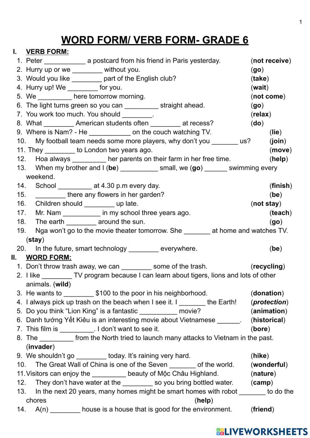 6 Ways to Master Word Form Worksheets