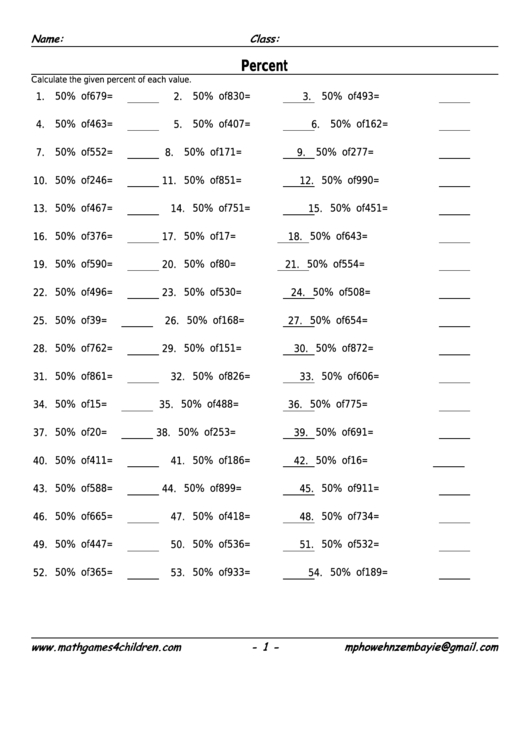 Word Problems With Percentages Worksheets