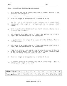 Word Problems With Pythagorean Theorem Worksheet