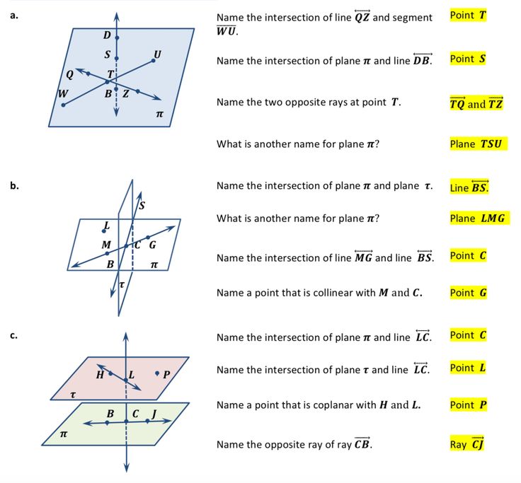 Points Lines and Planes Worksheet 1.1 Answer Key