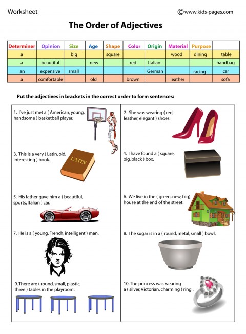 Mastering Adjective Order with Simple Worksheets