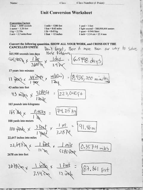 Worksheet Measurement