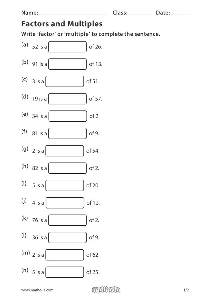 Worksheet Multiples And Factors Kidsworksheetfun