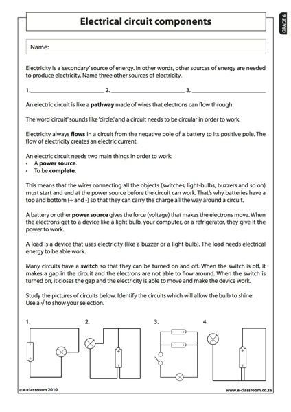 Mastering Electricity: Circuits Worksheet for Students