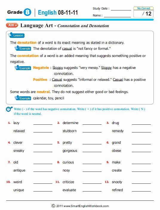 Denotation and Connotation Worksheet for Effective Communication