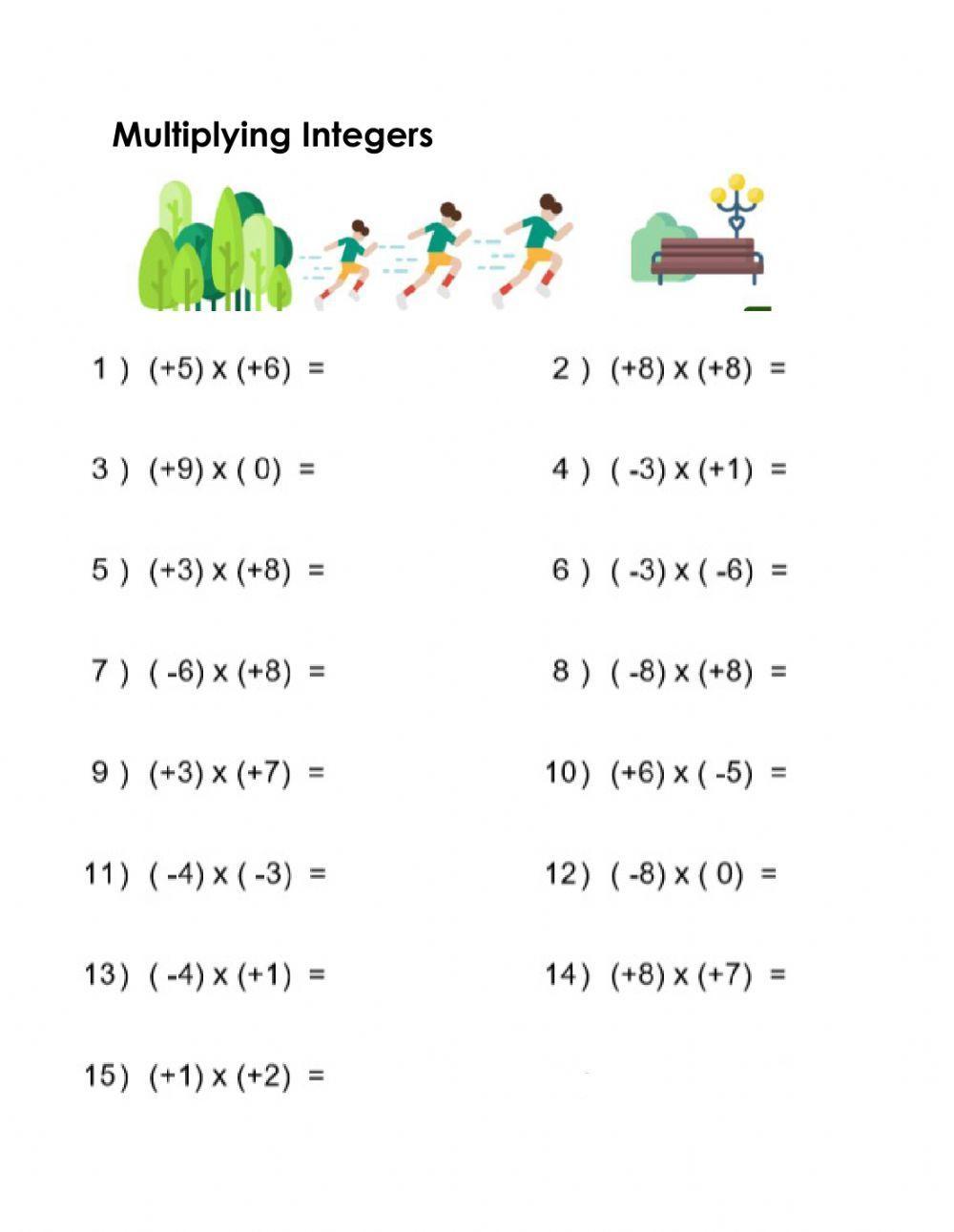 Multiplying Integers Made Easy with Practice Worksheets