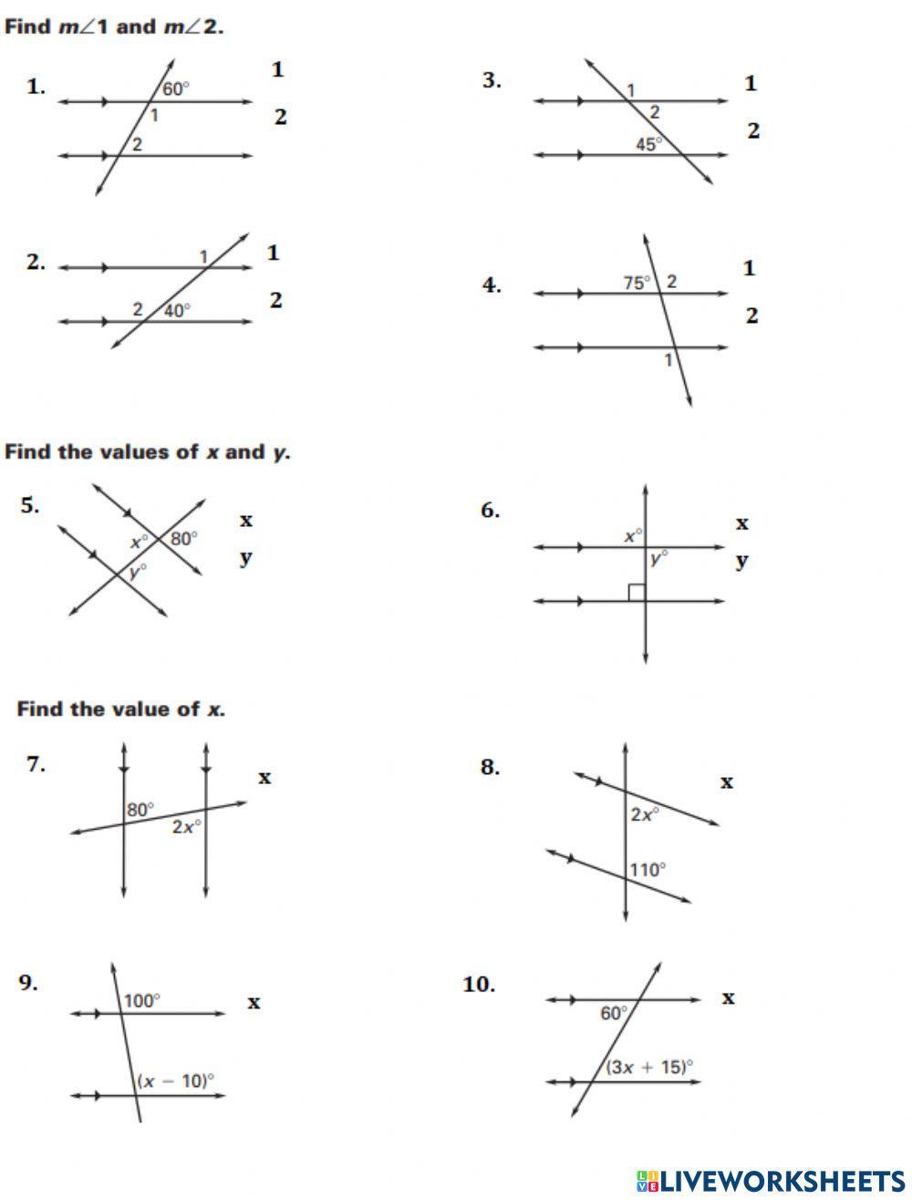 Parallel Lines and Transversals Worksheet Explained