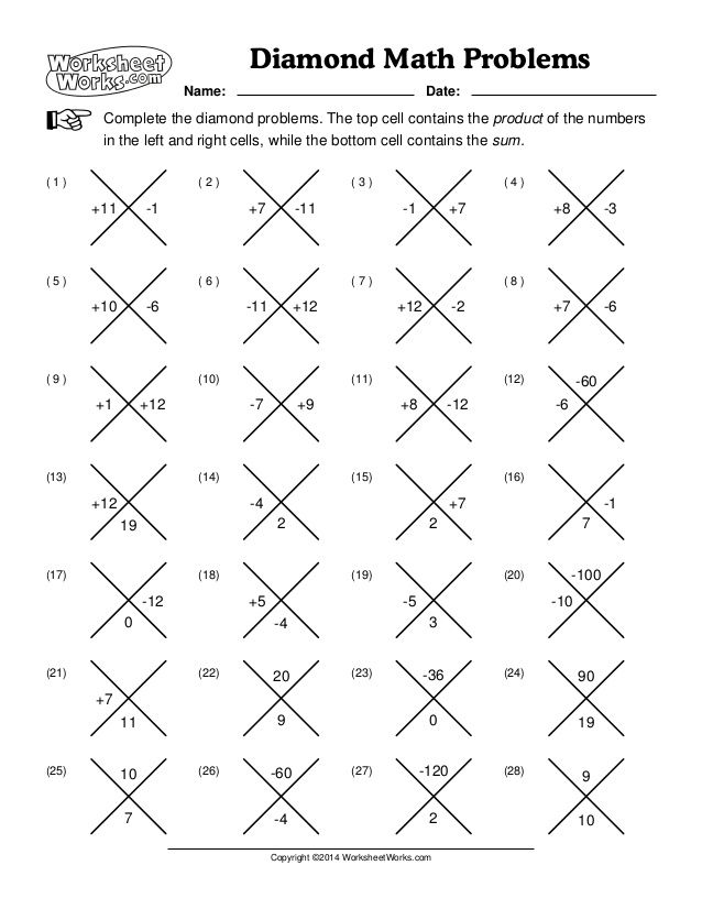 Worksheet Works Diamond Math Problems 1