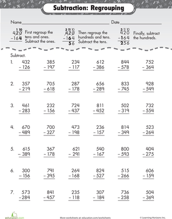 Worksheets Extra Practice 3 Digit Subtraction With Regrouping