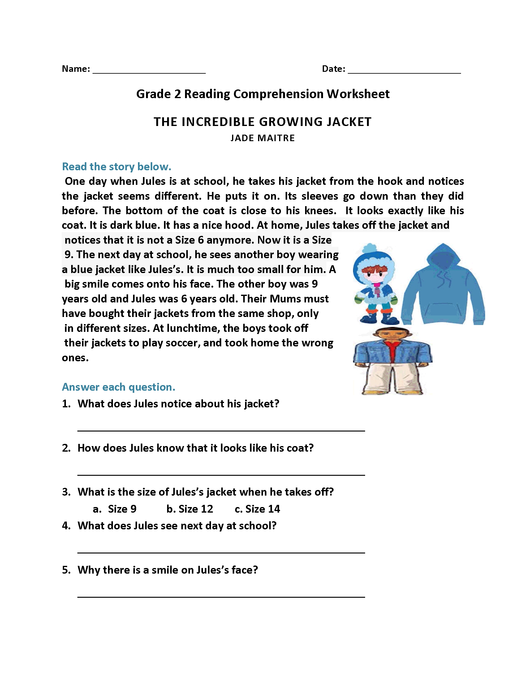 Worksheets for 2nd Graders to Improve Reading Skills