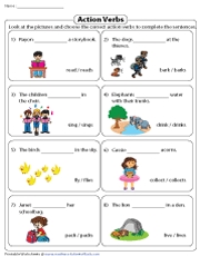 10 Action Verb Worksheets